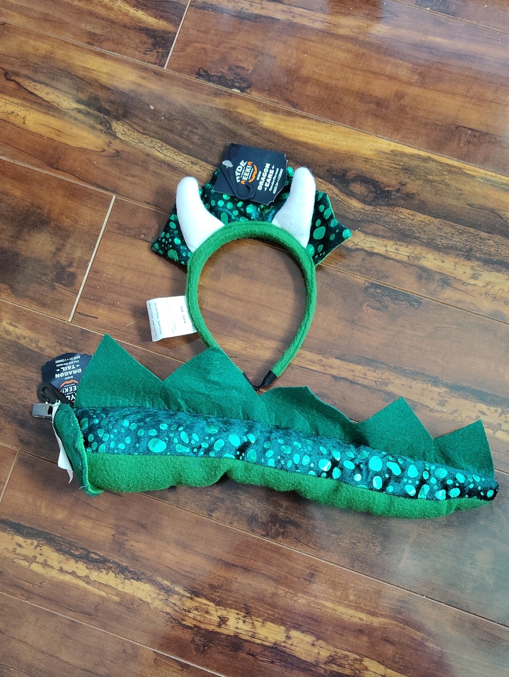 Hyde & Eek! Kids Green Dragon Headpiece with Dragon Tail Halloween Costume